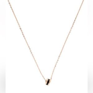 ‼️18K Rose Gold Enamel Roll Pendant Necklace